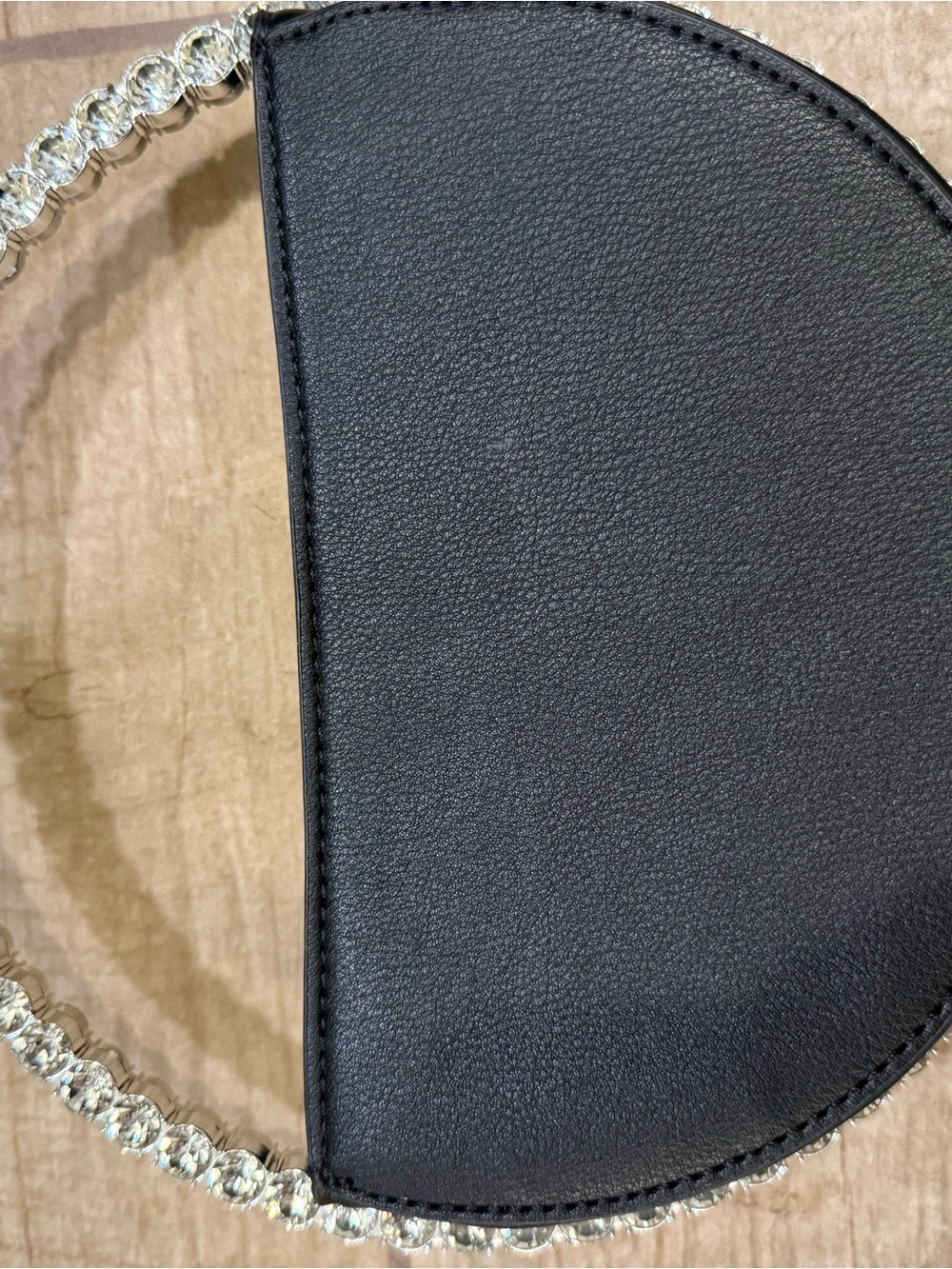 Black Semi-Circle Evening Clutch with Crystal Handle